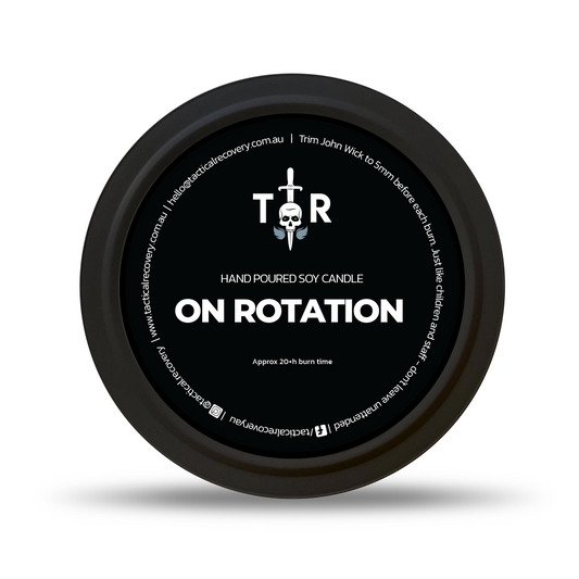 On Rotation Monthly House Blend Soy Candle Tactical Recovery
