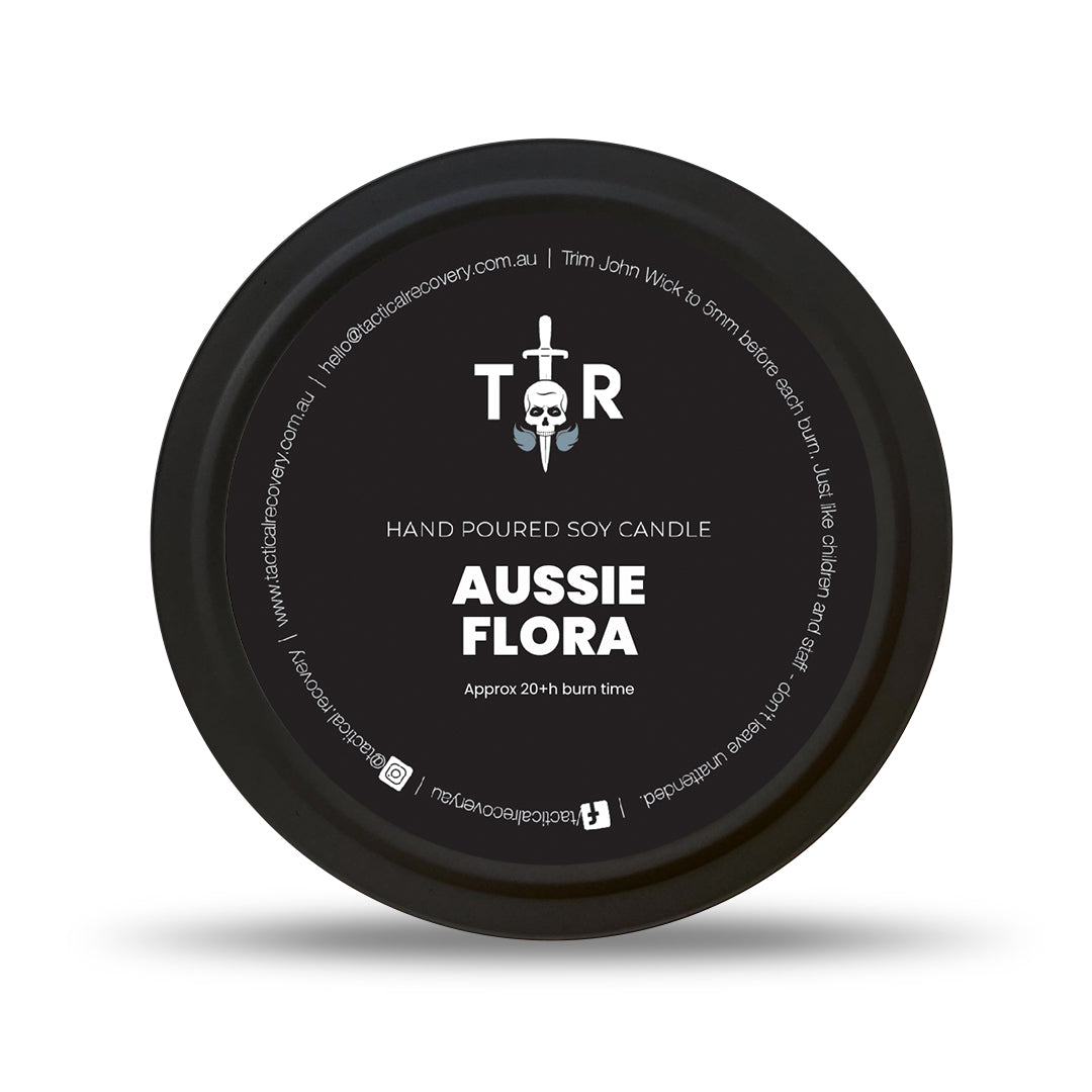 Aussie Flora Soy Candle In A Tin. Tactical Recovery
