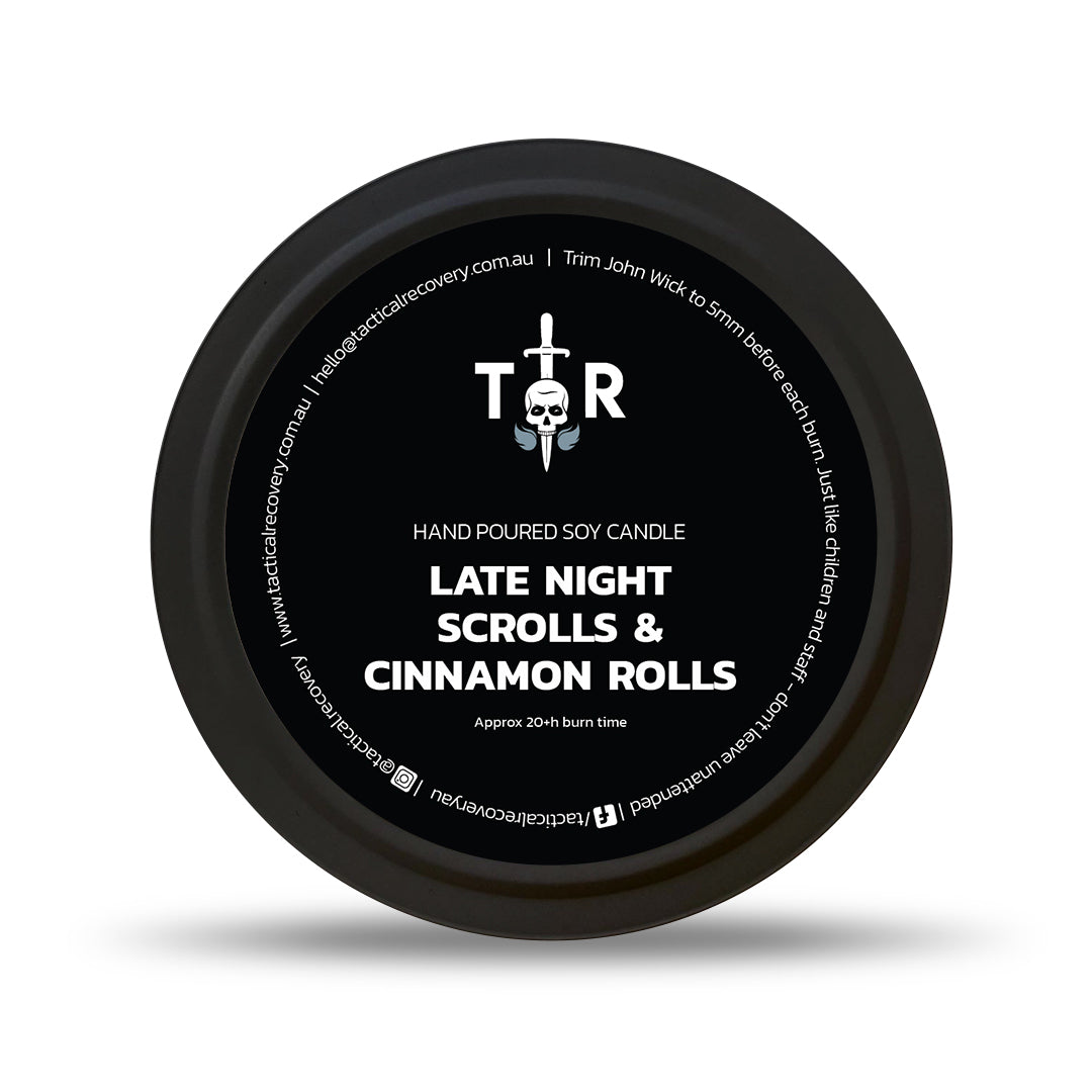 Late Night Scrolls & Cinnamon Rolls Soy Candle
